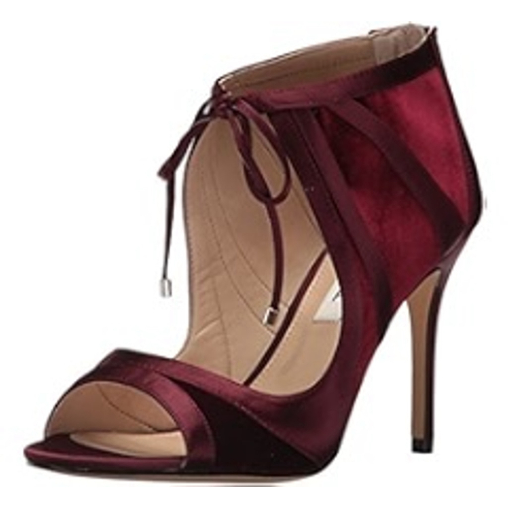 Nina Cherie Burgundy Velvet Peep Toe Heels Size 8